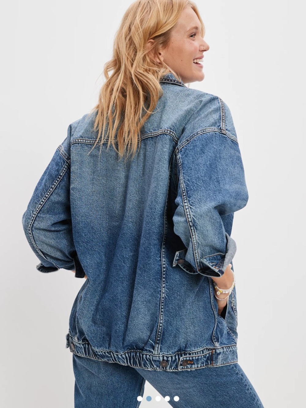 NWT American Eagle boyfriend blue jean denim jacket size XL